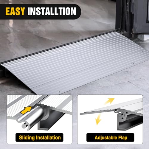 Nilight Door Threshold Ramp, 3" Rise Portable Aluminum Wheelchair Door Entry Ramps for Doorways Stairs Home Steps - size: 3" Rise