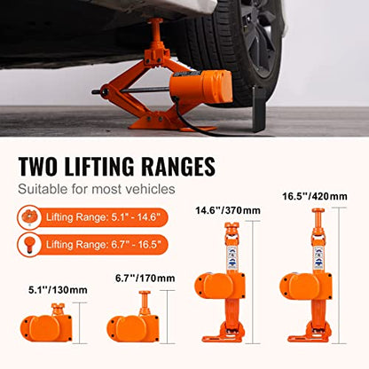 VEVOR Electric Car Jack, 3 Tons /6600 lbs 12V Electric Scissor Jack with Electric Impact Wrench, Double Saddles with Remote Control, Portable Car Jack for Sedan, SUV, Truck Tire Change Replacement
