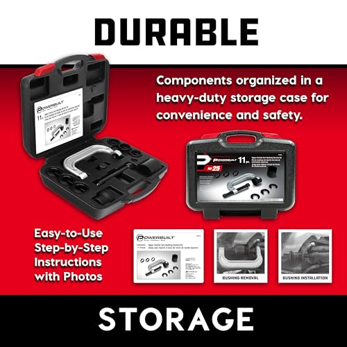 Powerbuilt Upper Control Arm Bushing Service Tool Set for Ford, GM and Chrysler, Remove and Install Car Bushings, 648604 - size: 0