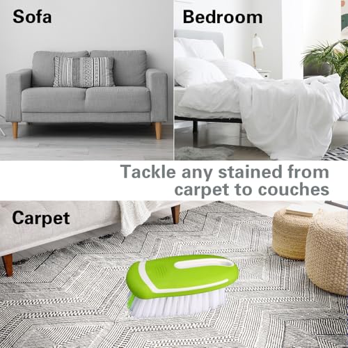 Carpet Cleaning Brush & Upholstery Brush Set, Hard Bristle Carpet Scrub Brush, Rug Brush, Couch Cleaner Brush, Fabric/Leather Detail Brush for Car, Home & Outdoor Furniture (Green) - color: Green