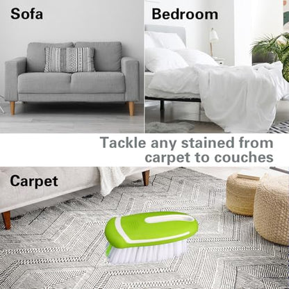 Carpet Cleaning Brush & Upholstery Brush Set, Hard Bristle Carpet Scrub Brush, Rug Brush, Couch Cleaner Brush, Fabric/Leather Detail Brush for Car, Home & Outdoor Furniture (Green) - color: Green