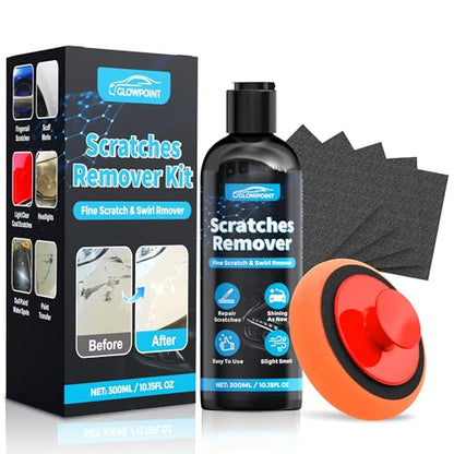 Car Scratch Remover, 300ml Scratch Repair & Swirl Remover Kit for Vehicles, Scratch Eraser Restorer & Polishing with Pad and Nano Sparkle Cloth for Light Scratches, Oxidation, Water Spots