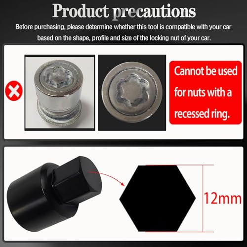 D-Wheel Locking Nut Key Compatible with Toyota, Lexus, Tacoma | Wheel Lock Nut Socket Adapter, Anti-Theft Lug Nut Removal Tool, Anti-Theft Screw Remover, Repair Tool, Tyre Fitting, garage - size: Socket D