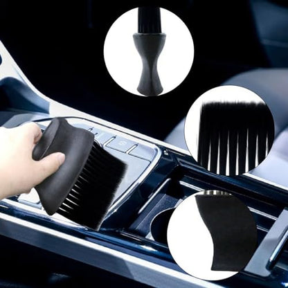 4 Pcs Auto Interior Dust Brush Set Soft Bristles Detailing Brush Dusting Tool Car Interior Cleaning Soft Brushes Duster for Automotive Dashboard, Air Conditioner Vents, Keyboard Dust Removal(Black) - color: Black