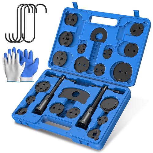 Heavy Duty Disc Brake Piston Caliper Compressor Wind Back Tool Universal Sets for Brake Pad Replacement with Hanger Hooks-28 Pieces - color: Blue Black