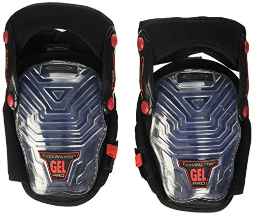 McGuire-Nicholas 30511-1 Pro Hinge Floor Walker Gel Gripper Protective Work Knee Pads, Non-Marring Knee Pads for Flooring, Construction, Painting, Welding, Plumbing Black/Clear - size: (Pack of 1)