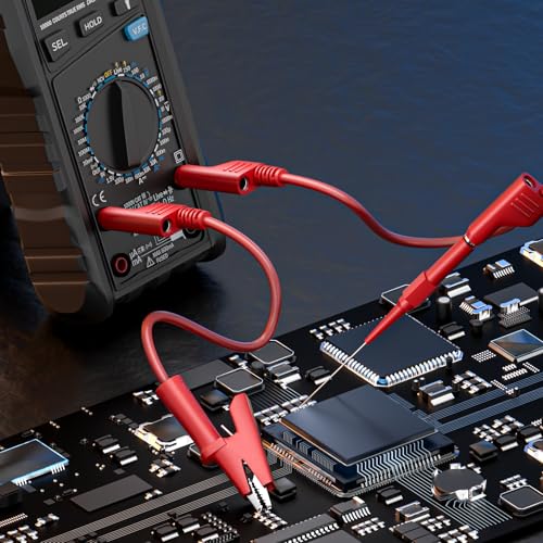Goupchn Test Leads Kit Alligator Clips Electrical Cable 4mm Banana Plug to Banana Plug Test Wires with Wire Piercing Probes 6PCS for Multimeter Electrical Testing Red&Balck