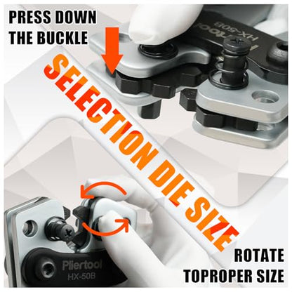 Battery Cable Crimper Tool For AWG 10-1/0 Gauge Electrical Lug, Battery Terminal Connectors with 60PCS Copper Wire Lugs, Wire Crimping Tool For Heavy Duty Copper Wire Lugs