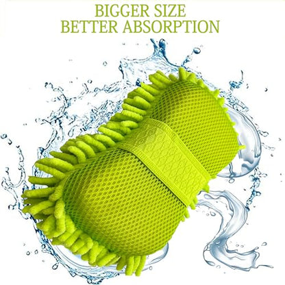 Scratch Free Chenille Microfiber Wash Mitt Car Wash Sponge for SUVs Boats - color: 2 Pack Green