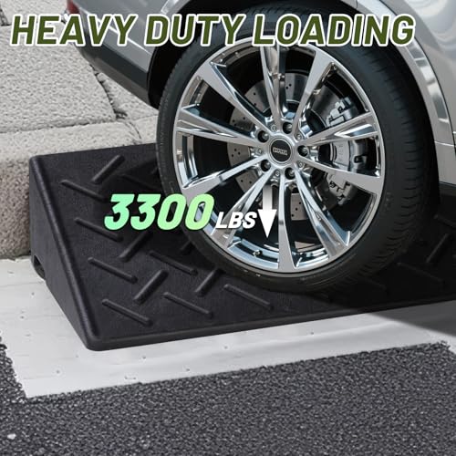 TNMT 2 Pack Curb Ramps for Driveway, 3 1/8" Height Rise Rubber Threshold Ramp for Wheelchair 3300 lbs Capacity, Shed Ramps for Riding Mower, Garage Ramp for Motorcycle, Loading Dock - size: 3 1/8" Rise