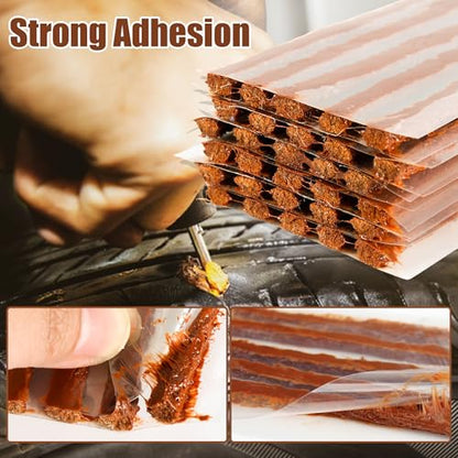 90pcs Brown Tire Repair Plugs,4" x0.26'' Automotive Tire Repair Strings,Tire Plugs Heavy Duty Tools for Tubeless Tires Car, ATV,Bike - size: 90PCS