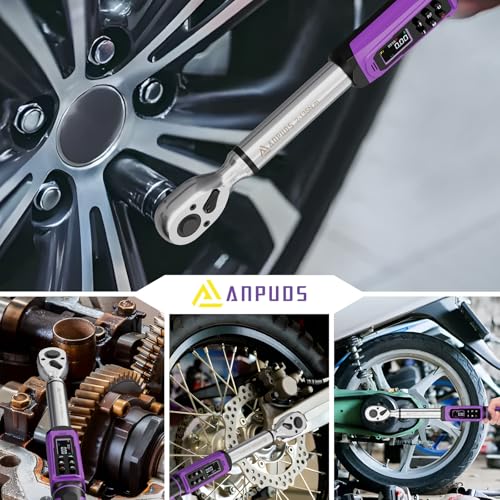 ANPUDS Digital Torque Wrench 3/8 Drive, 1.5-99.6 Ft-lb, ±1% Accuracy | Vibration/Buzzer/LED Alert, Dual Direction Ratchet, Electronic Torque Wrench for Bike, Motorcycle & Automotive Repair - size: 3/8" 1.50-99.56 Ft-lb/2.03-135 Nm(Digital)