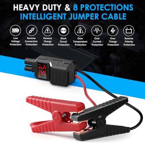 Jump Starter Car Jump Starter Auto Battery Booster Pack 8000A Peak 12V with USB-C Quick Charge,Lithium Jump Box with LED Light(Up to 8.0L Gas or 6.5L Diesel Engine) - color: Balck