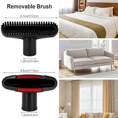 14 Pcs Universal 1 1/4 Inch Vacuum Attachments Kit for Shop Vac Accessories with 17.8 Inch Extension Wand Hair Brush Flexible Crevice Tool, Hose Adapters for 2 1/2" to 1 1/4" and 1 7/8" to 1" Hoses