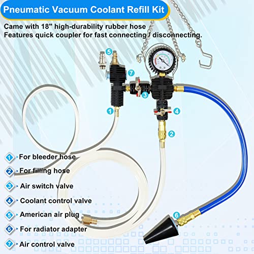 JoyFans Coolant Pressure Tester Kit, Cooling System Coolant Vacuum Refill Kit Automotive Tools Works on Radiator Leak Test & Coolant Fill Purge Service for Cars Trucks Airlift - color: Red Suitcase