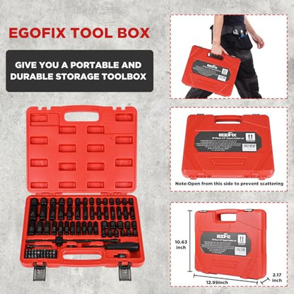 1/4" Socket Set 85 Piece, Metric Shallow/Deep Sockets (4-15mm) and SAE Shallow/Deep Sockets (5/32-9/16), Screwdriver Bit Set, Tool Kit for Home Use and Automotive Repair - style: 1/4-85PCS