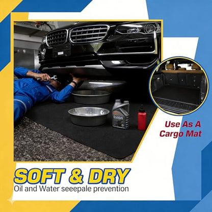 AHEONLAR Oil Spill Mat, 60" x 72" Waterproof Garage Floor Mat, Durable Garage Floor Mats for Under Car, Oil Change Mat Easy to Clean, Washable Garage Mat Protect Floor from Spill & Stain（Black） - size: 5' x 6'