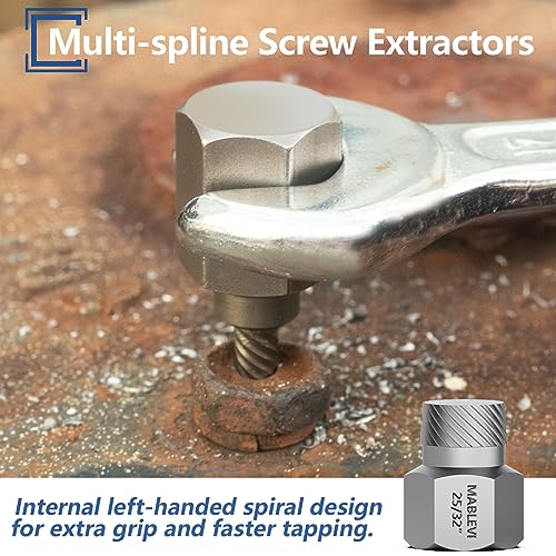 MABLEVI 49 Pcs Screw Extractor Bolt Extractor Set, Left Hand Drill Bit Set, Easy Out Multi-Spline Stripped Bolt Remover for Broken Rusted Nuts Bolts Screws - size: 49-piece