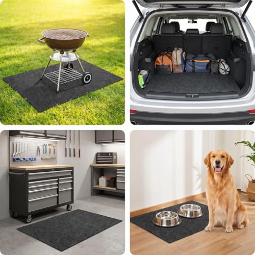 Oil Spill Mat 60" x 72", Absorbent Garage Floor Mat for Under Car, Waterproof Oil Pad, Reusable Washable Durable Maintenance Mat, Protects Garage Driveway Workshop from Spills and Stains, Black