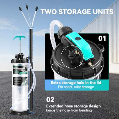 Poafamx Oil Extractor Pump Manual, 7.5L/2 Gallon Fluid Extractor Pump | with Extended Storage Units and 5 Tubes, Vacuum Oil Change Pump for Automotive, Truck, Boats Engine Oil Change - size: 7.5L