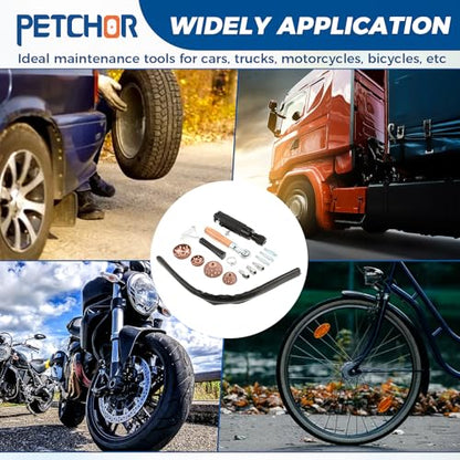 Air Tire Repair Polish Patch Kit with 2500RPM Low-Speed Buffer, Includes Tire Inner Liner Scraper, Patch Roller, Tungsten Steel Buffing Wheels, and Essential Tools for Tire Patching
