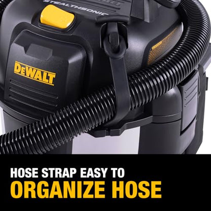 DEWALT 10 Gallon STEALTHSONIC Wet Dry Vacuum, DXV10S-QT Newest Noise Reduction Shop Vac, Ultra Quiet Shop Vacuum Wet and Dry for Home, Garage, Car, Workshop, Stainless Steel Tank, 5 Peak HP