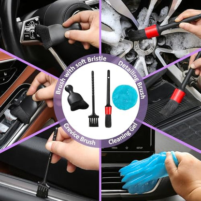 Qydipclin 10pcs Windshield Cleaner Tool, Car Window Cleaning Wash Kit with 4 Reusable Microfiber Pads 1 Spray Bottle and Extendable Handle Auto Glass Wiper Kit, Purple - color: Purple