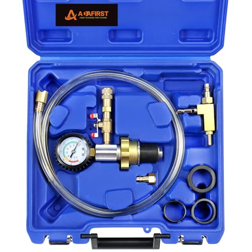 Automotive Radiator Coolant Vacuum Refill Tool Kit, Engine Cooling System Vacuum Purge & Fill Tool Set with Universal Adapters (O.D. 32mm 35mm 40mm 45mm) for Car SUV Truck Airlift, Blue Case - color: Blue Case