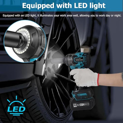 406Ft-lbs (550N.m) 1/2 inch Heavy-Duty Cordless Impact Wrench Compatible with Makita 18V Battery for Automotive Repair, Tire Changes, and Construction Bolts & DIY Decking & Home Mechanics (No Battery)