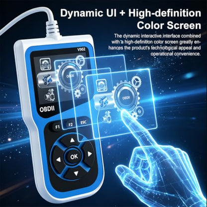 V902 OBD2 Scanner - Professional Car Code Reader & Diagnostic Scan Tool, AI Report & Cloud Print, 2.8" Color Screen, Read/Clear Fault Codes, I/M Readiness, for All 1996+ OBD2 Cars, Trucks, SUVs & RVs