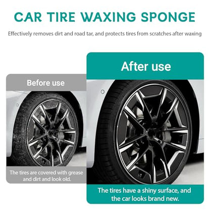 2 PCS Tire Shine Applicator Pad,Hex Grip Tire Dressing Applicator Polishing Sponges Pads,Reusable Tire Shine Sponge Wave,Tire Shine Brush,Car Detailing Sponge for Auto Polishing Cleaning Waxing