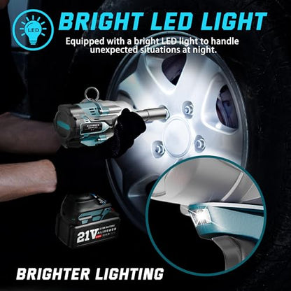 Upgrade 1300N.m/1000Ft-lbs Cordless Impact Wrench, 2x 5.0AH Battery, 1/2 Inch Electric Impact Gun, Fast Charger, Power Impact Wrench for Truck RV Heavy-duty with 5 Sockets(17mm,19mm,21mm,24mm,32mm) - style: 1300N.m/1000Ft-lbs