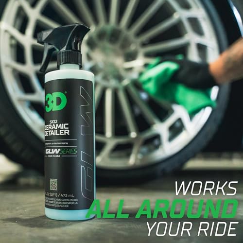 3D Ceramic Detailer, GLW Series | Hyper Gloss Finish | SiO2 Peak Hydrophobic Top Coat | Extends Life of Waxes, Sealants, Coatings | DIY Car Detailing Spray | 16 oz - size: 16 Fl Oz (Pack of 1)