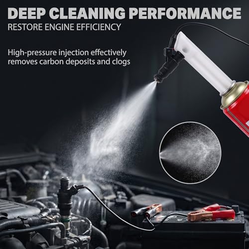 2 Sets Car Fuel Injector Cleaner kit, 12-24V Fuel Injector Flush Cleaner Adapte with Test Lead, No Disassembly Required Fuel Injector Cleaning Tool, for Car Motorcycle ATV (Red & Black)