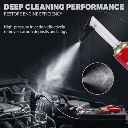 2 Sets Car Fuel Injector Cleaner kit, 12-24V Fuel Injector Flush Cleaner Adapte with Test Lead, No Disassembly Required Fuel Injector Cleaning Tool, for Car Motorcycle ATV (Red & Black)