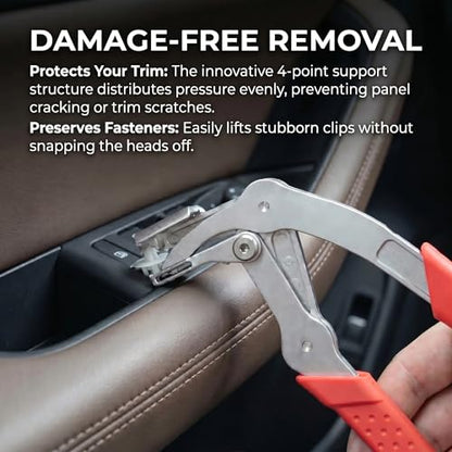 Auto Fastener Clip Removal Pliers, Spring-Loaded Panel Clip & Rivet Remover Tool, Damage-Free Auto Trim Removal Tool for Car Door Panel, Interior & Exterior Parts, Professional