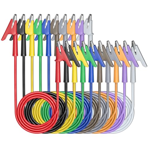 Goupchn 10PCS Alligator Clips Test Leads Dual Ended Crocodile Wire Cable | 3.3ft/1m, With Insulators Clips, Test Flexible Copper Cable, For Electrical Testing, 10 Colors - size: 10 Colors-3.3ft/1m, style: Style A