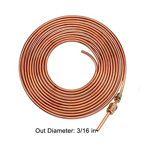 MuHize Upgraded Brake Line Tubing Kit - 25 Ft. of 3/16 Copper Coated Flexible Tube, Roll 25 ft 3/16" (Includes 16 Fittings) - color: Gold