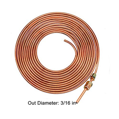 MuHize Upgraded Brake Line Tubing Kit - 25 Ft. of 3/16 Copper Coated Flexible Tube, Roll 25 ft 3/16" (Includes 16 Fittings) - color: Gold
