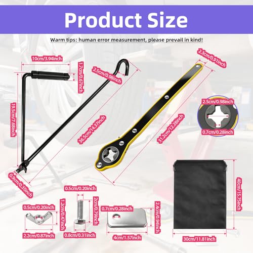 Universal Car Jack Tool Kit, Scissor Jack Handle with Lug Wrench | Tire Wheel Lug Wrench for Travel/Truck/Vans, with Storage Bag, 360° Swivel, Roadside Emergency Car Tire Replacement