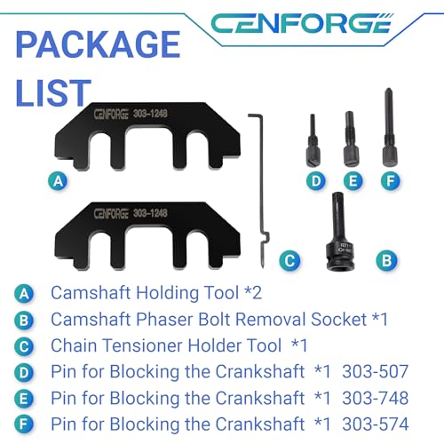 303-1248 7PC Camshaft Holding Timing Tool Kit for Ford 3.5L & 3.7L 4V Engine, with Chain Tensioner Holder Tool and 3 Pin for Blocking The crankshaft - size: For Ford 3.5L & 3.7L 4V Engine