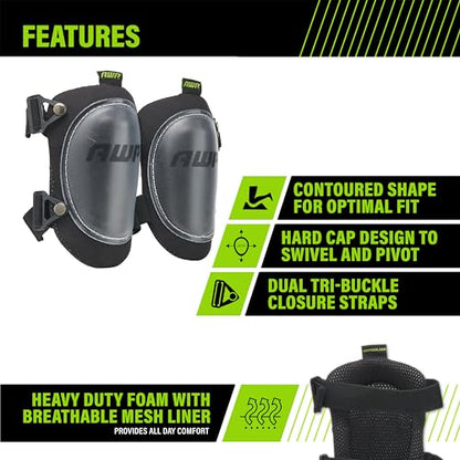 AWP Hard Shell Construction Knee Pads | All-Day Comfort Knee Pads with Molded Cap Design for Swiveling | One Size - size: 1 Pair, style: Hard Shell Knee Pads