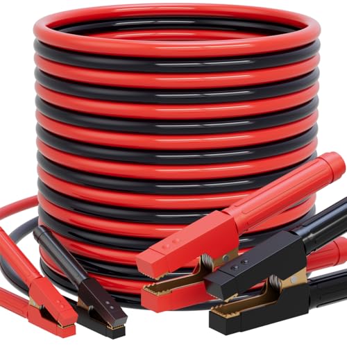 Heavy Duty Jumper Cables 1 Gauge 30FT 900A, Automotive Booster Cables for 12V/24V Car, SUV &Truck Battery with Professional Clamps and Carrying Bag, Suitable for gasoline and diesel engines - size: 1 Gauge 30FT