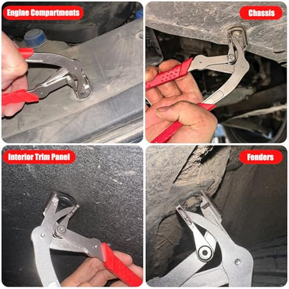 Car Clip Pliers with 100Pcs Car Push Retainer Clips,Spring-Loaded Trim Removal Tool Kit for Automotive Plastic Fasteners,Push Pin,Auto Door Panels, Interior & Exterior Trim