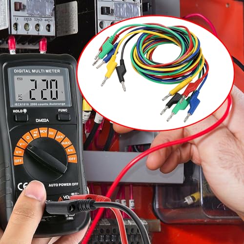 Sumnacon 5Pcs Banana to Banana Plug Test Lead, 4mm Stackable Banana Plug Wire Test Cable Lead for Multimeter, Electrical Test Wire 1000V/15A 6.6Ft/2M - size: 2 m