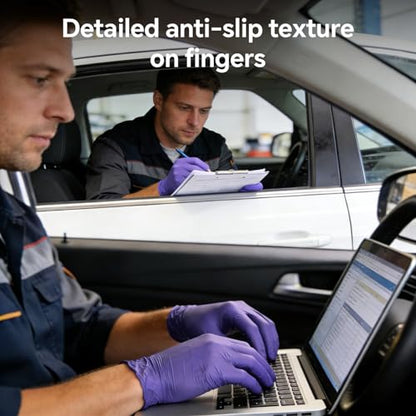 GTT Nitrile Exam Gloves, 5Mil, 100 Count, Powder-Free, Disposable Gloves | GTT 100pcs Disposable nitrile gloves for Medical Care, First Aid, Cleaning, Food Prep, Tattoo, Cooking, Purple Large - size: Large