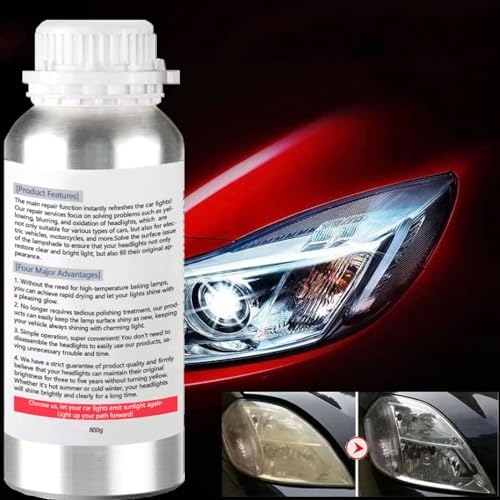 800g Auto Headlight Restoration Liquid, Car Headlight Scratch Restoring Fluid Headlight Repair Polish Cleaner, Headlight Restoration Kit Refill Bottle for Polishing, Restoring Dull Yellow Headlamp - size: M