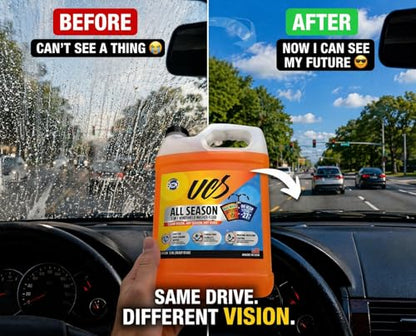 UCS Advanced All-Season Windshield Washer Fluid -27°F, Water Repellent Technology, Powerful Bug Remover, Streak-Free Cleaning, Ready-to-Use RTU, 1 Gallon - color: All Season, size: 128 Fl Oz (Pack of 1)