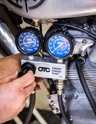OTC 5609 Cylinder Leakage Tester Kit - Quickly Diagnose Internal Engine Problems like Bad Rings, Valves, and Leaking Head Gaskets | Dual 2-1/2 Gauges, Pressure-Regulated Manifold, 24 Hose, 10/12/18 Mm Adapters, Hard Case