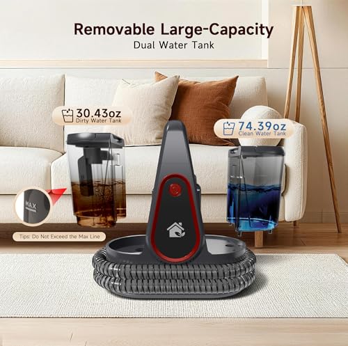 WURESE Portable Carpet Cleaner Machine, 17KPa Powerful Upholstery & Spot Cleaner for Pet Stains, Couches, Stairs & Car Seats – Handheld Deep Cleaner with Self‑Cleaning System & 2 Brushheads, FogGray - color: FogGray